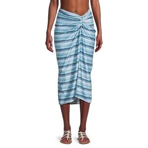 Ramy Brook Xana Chevron Beach Skirt in Beach Blue XS